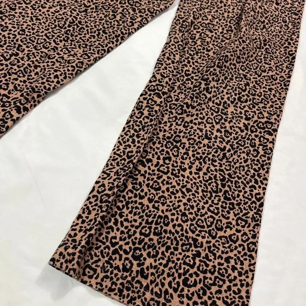 Reformation Womens 0 Jackie Leopard Linen Cropped Belted Wide Leg Pants Beachy